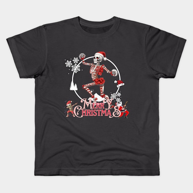 Christmas Dancing Skeletons Santa Kids T-Shirt by WOLVES STORE